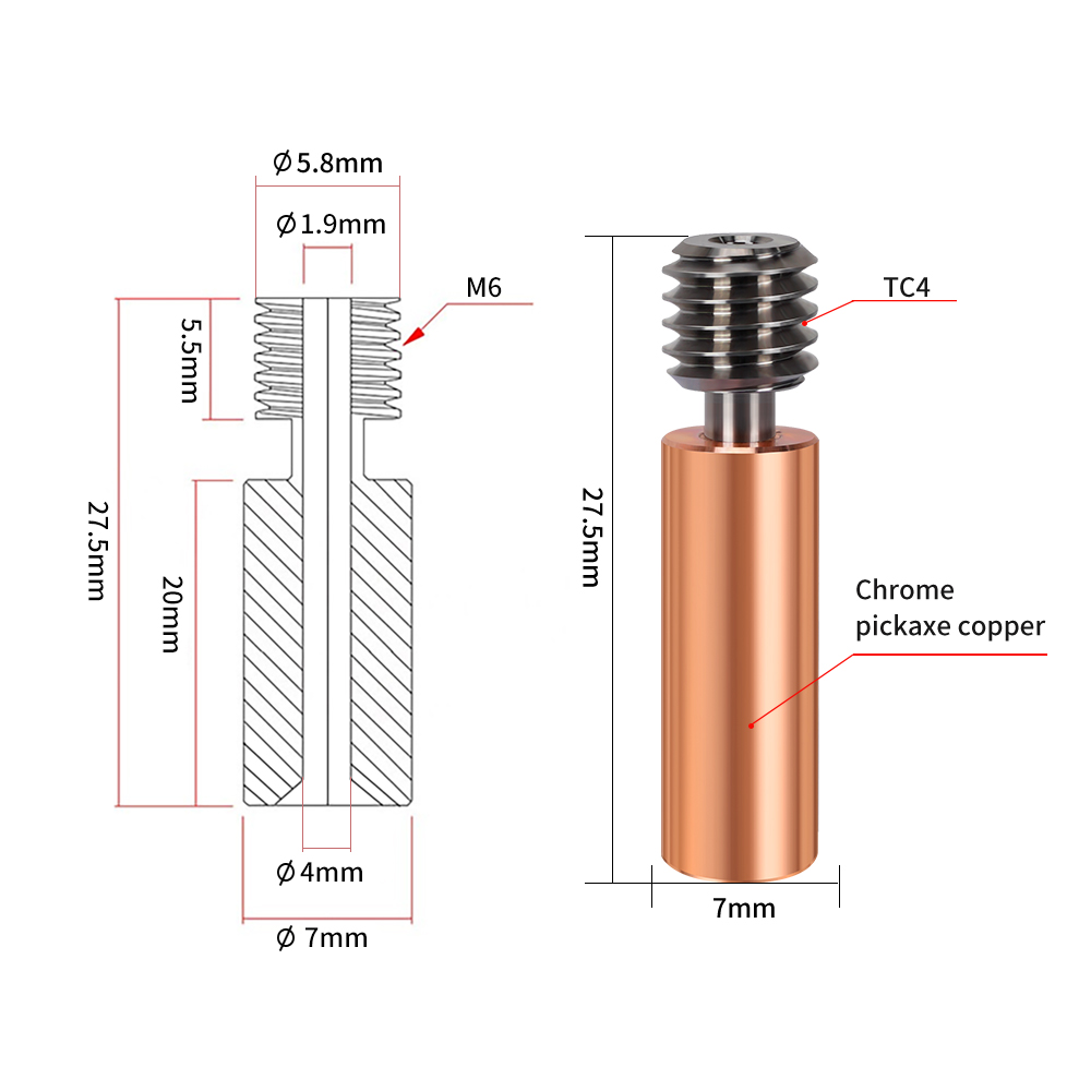 Bimetal CR10 Heatbreak Titaniu - Btt Skr Mini ulasan dan harga